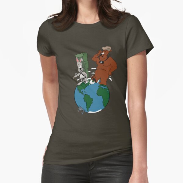 Bear and Rabbit go globetrotting Fitted T-Shirt