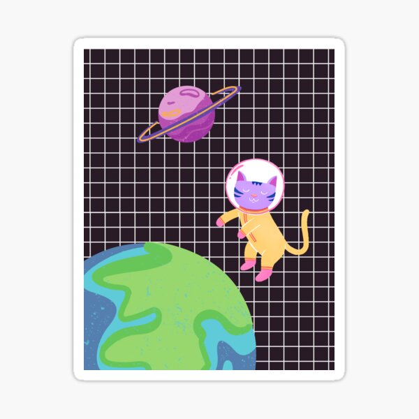 spacecat-cat-in-space-plants-earth-astrocat-sticker-for-sale