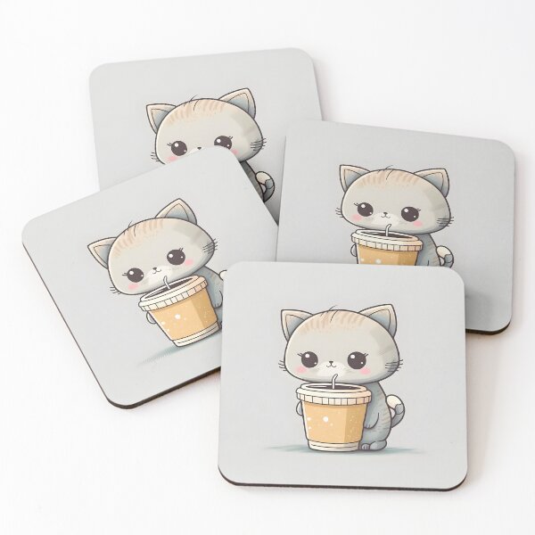 Item preview, Cute kitten drinks coffee designed and sold by randrdesign.