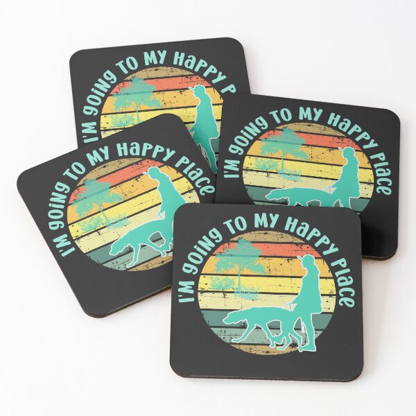 Item preview, I'm going to my happy place woman walking her dog blue designed and sold by LaylaEvans1.