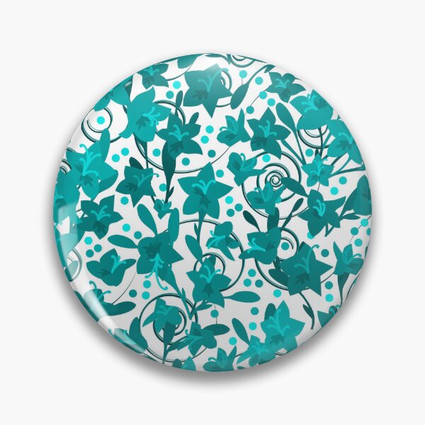 Item preview, Teal Monochrome Flower Field Spirals Dots on White Half-Drop Repeat 5748 designed and sold by Art in My Loft.