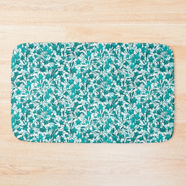 Item preview, Teal Monochrome Flower Field Spirals Dots on White Half-Drop Repeat 5748 designed and sold by Art in My Loft.