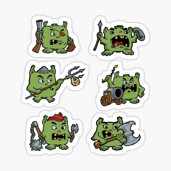 Little Green Monsters Pack 12 Sticker