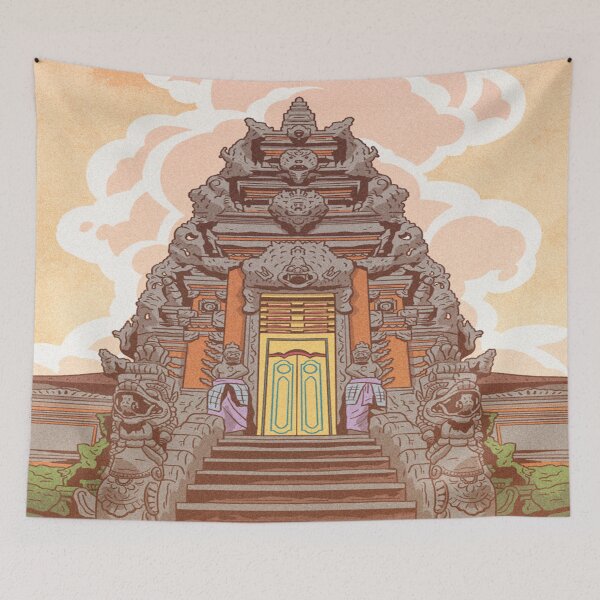 Item preview, Indonesia Retro Anime Puri Agung Gianyar Temple designed and sold by PotluckPrints.