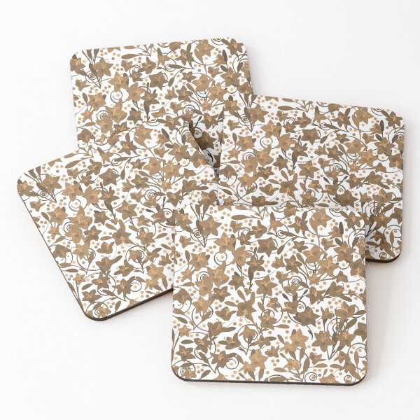 Item preview, Bronze Monochrome Flower Field Spirals Dots on White Half-Drop Repeat 5748 designed and sold by Art in My Loft.