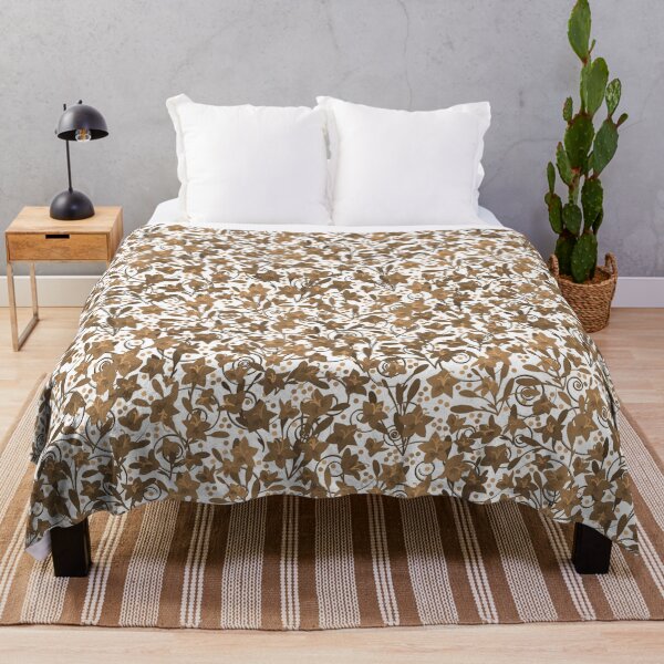 Item preview, Bronze Monochrome Flower Field Spirals Dots on White Half-Drop Repeat 5748 designed and sold by Art in My Loft.