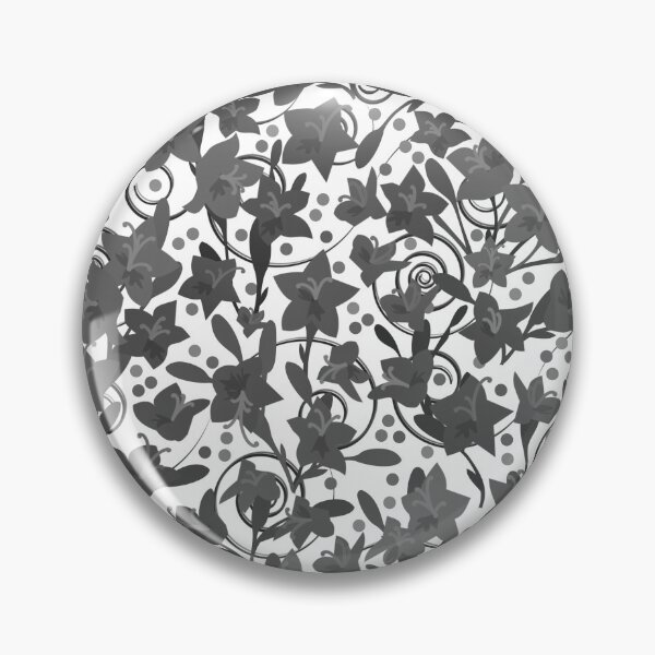 Item preview, Dark Gray Monochrome Flower Field Spirals Dots on White Half-Drop Repeat 5748 designed and sold by Art in My Loft.