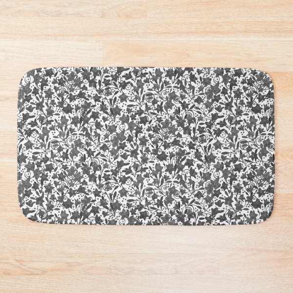 Item preview, Dark Gray Monochrome Flower Field Spirals Dots on White Half-Drop Repeat 5748 designed and sold by Art in My Loft.