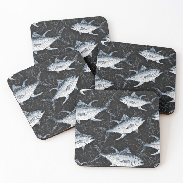Item preview, Monochromatic Yellowfin Tuna Pattern - Blue and Black designed and sold by Michelebuttons.