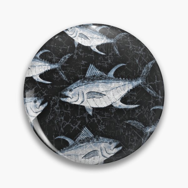 Item preview, Monochromatic Yellowfin Tuna Pattern - Blue and Black designed and sold by Michelebuttons.