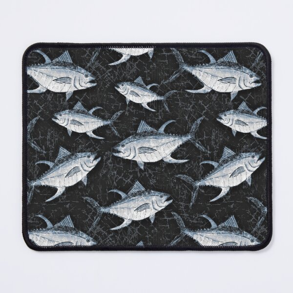 Item preview, Monochromatic Yellowfin Tuna Pattern - Blue and Black designed and sold by Michelebuttons.