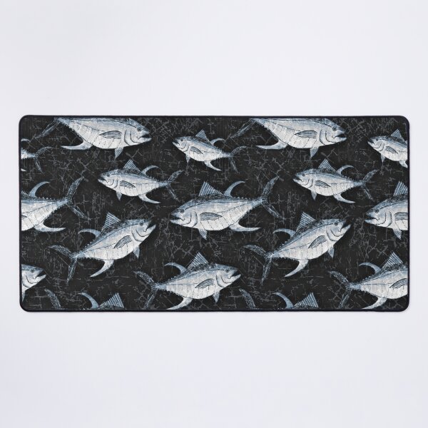 Item preview, Monochromatic Yellowfin Tuna Pattern - Blue and Black designed and sold by Michelebuttons.