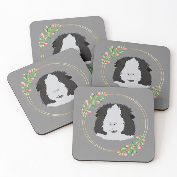 Item preview, Black and White Guinea Pig Flower Frame designed and sold by KCPetPortraits.