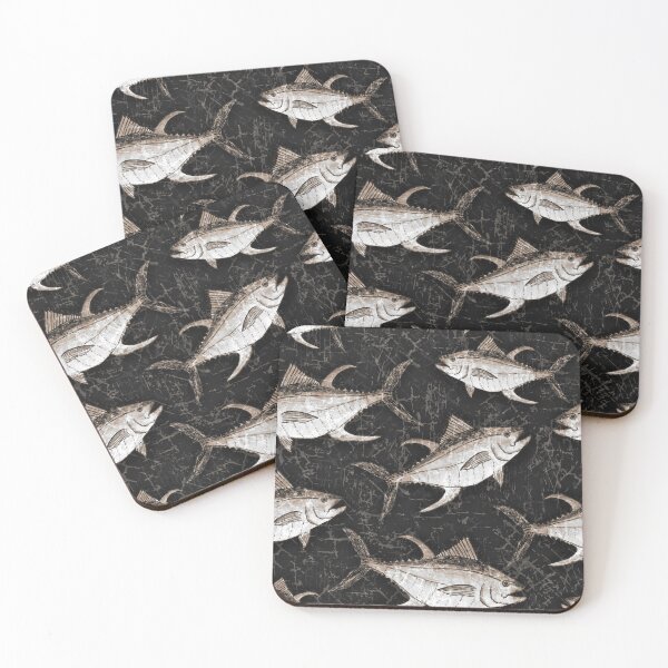 Item preview, Monochromatic Yellowfin Tuna Pattern - Black and Tan designed and sold by Michelebuttons.