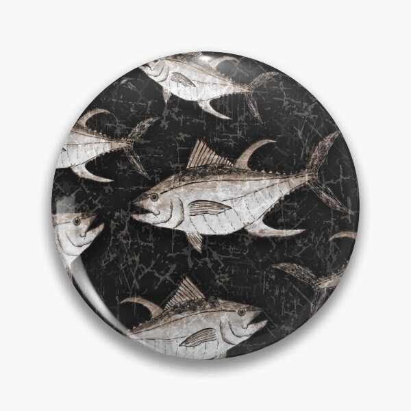Item preview, Monochromatic Yellowfin Tuna Pattern - Black and Tan designed and sold by Michelebuttons.