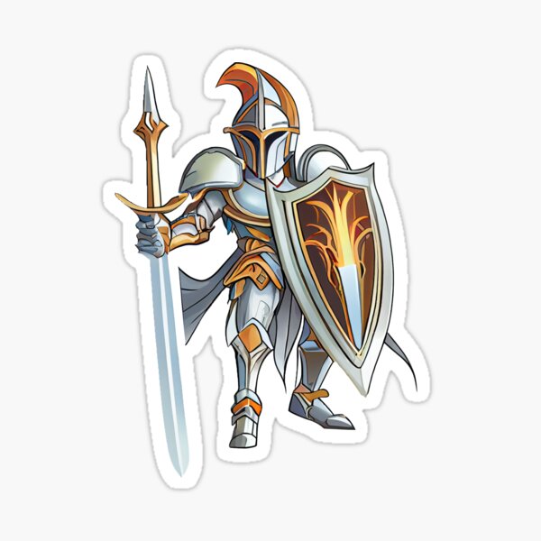 Paladin with sword and shield Sticker