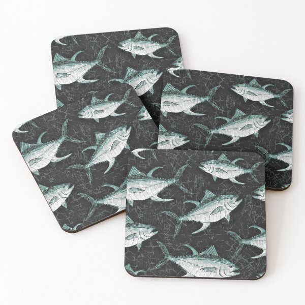 Item preview, Monochromatic Yellowfin Tuna Pattern - Black and Green designed and sold by Michelebuttons.