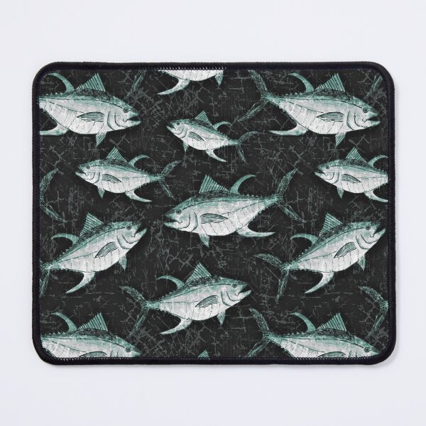 Item preview, Monochromatic Yellowfin Tuna Pattern - Black and Green designed and sold by Michelebuttons.
