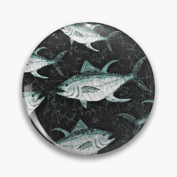 Item preview, Monochromatic Yellowfin Tuna Pattern - Black and Green designed and sold by Michelebuttons.