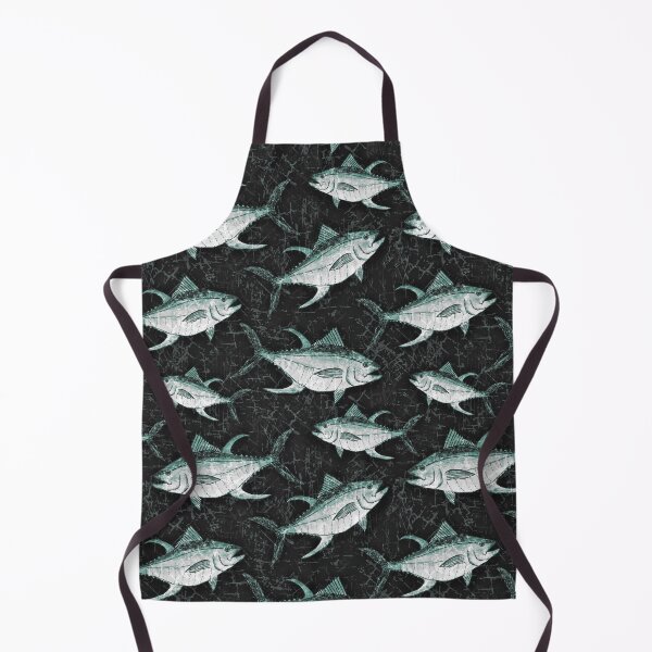 Item preview, Monochromatic Yellowfin Tuna Pattern - Black and Green designed and sold by Michelebuttons.