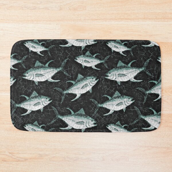 Item preview, Monochromatic Yellowfin Tuna Pattern - Black and Green designed and sold by Michelebuttons.