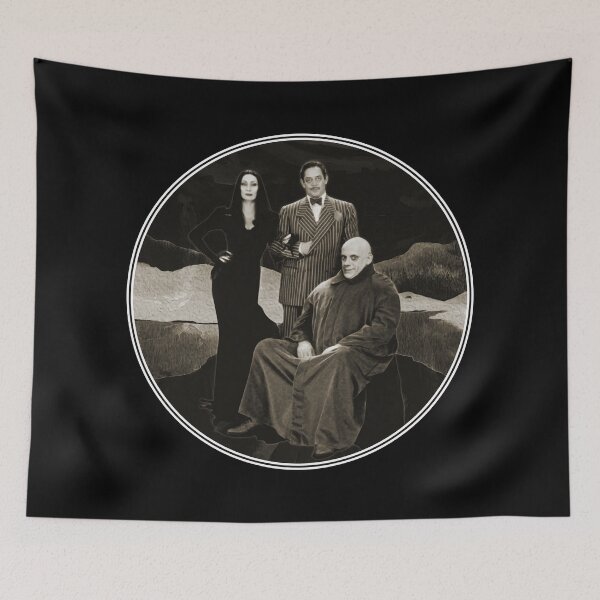 Item preview, Gomez, Morticia and Fester Addams Circle Portrait Abstract Digital Art designed and sold by Gogmagosh.