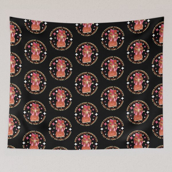 Item preview, When Chickens Communicate Do They Use Fowl Language - Funny Farm Chicken Joke designed and sold by TheButtonCrew.