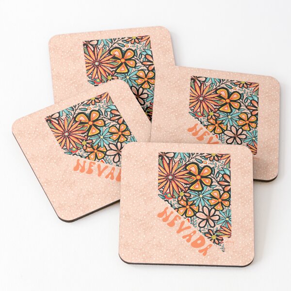 Item preview, Nevada State Design | Artist Designed Illustration Featuring Nevada State Outline Filled With Retro Flowers with Retro Hand-Lettering designed and sold by MarcyBrennanArt.