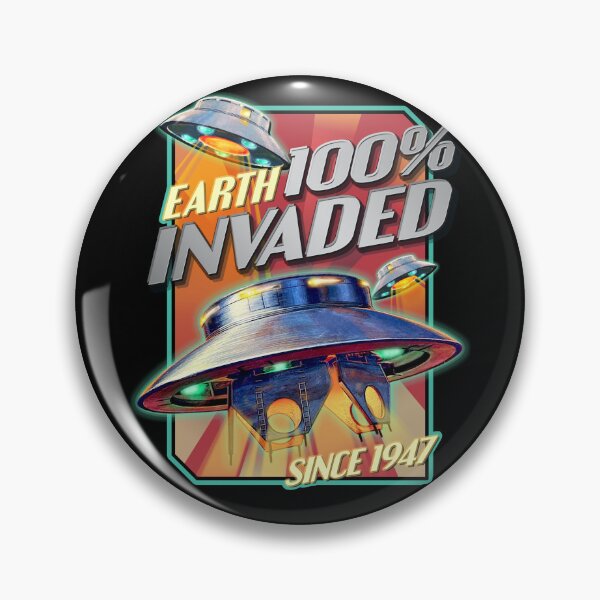 Item preview, Earth 100% INVADED since 1947 - Flying Saucer UFO - Vintage Art designed and sold by RetroTeeStudio.