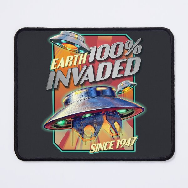 Item preview, Earth 100% INVADED since 1947 - Flying Saucer UFO - Vintage Art designed and sold by RetroTeeStudio.