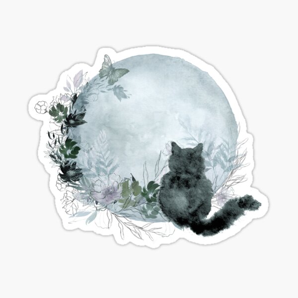 Black cat icon and moon phase' Sticker