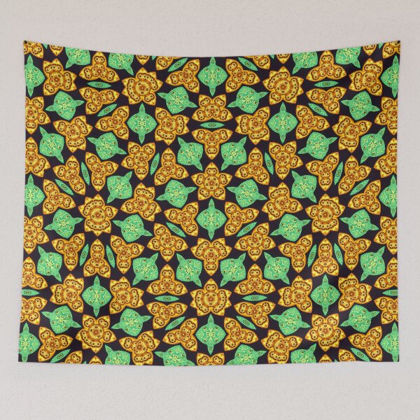 Item preview, Elegant Harlequin Green Yellow and Black Geometric Penrose Seamless Pattern designed and sold by protegra.
