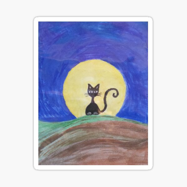 The little black cat on the hill / Solstice kitten Sticker