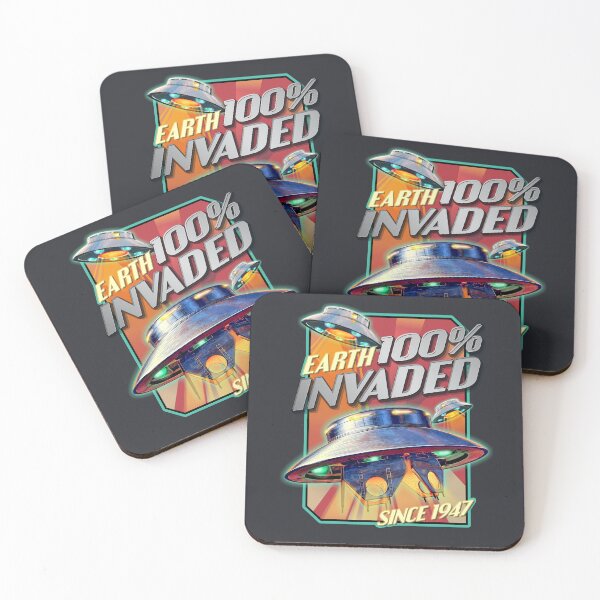 Item preview, Earth 100% INVADED since 1947 -  Flying Saucer UFO - Vintage Art designed and sold by RetroTeeStudio.