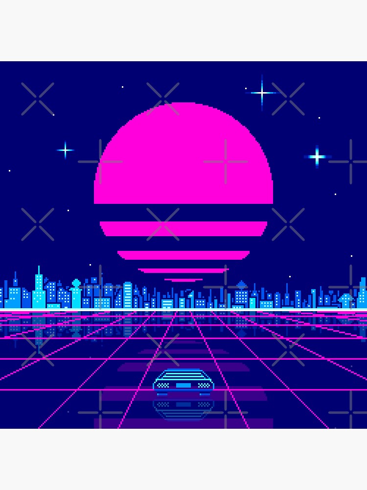 Thumbnail 3 of 3, Sticker, Delorean Outrun Pixel art designed and sold by djspacegr.