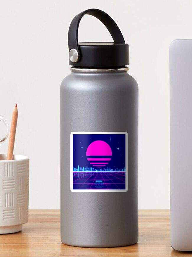 Thumbnail 1 of 3, Sticker, Delorean Outrun Pixel art designed and sold by djspacegr.