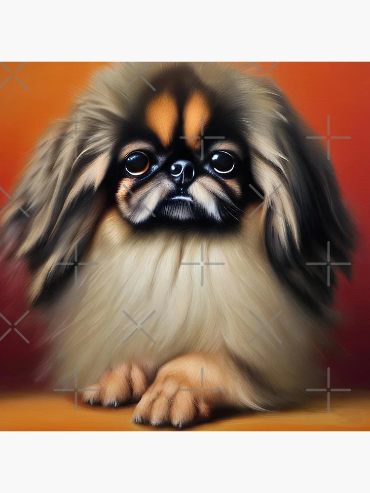 Oil outlet Painting Of Pekingese Dog Signed Marten