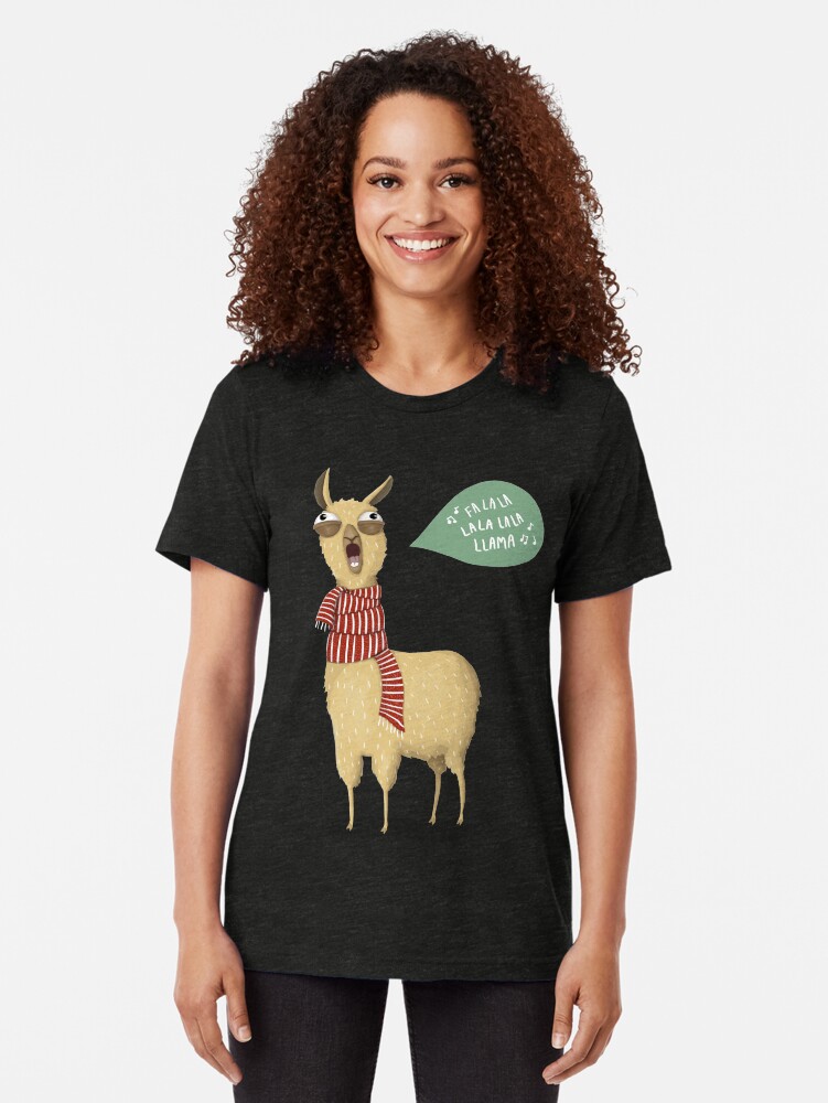 Alternate view of Christmas holiday Llama Tri-blend T-Shirt