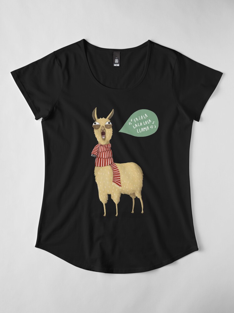 Alternate view of Christmas holiday Llama Premium Scoop T-Shirt