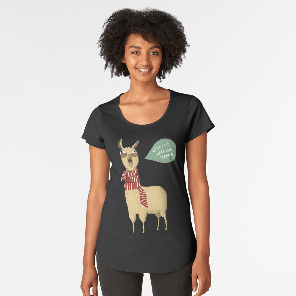 Christmas holiday Llama Premium Scoop T-Shirt