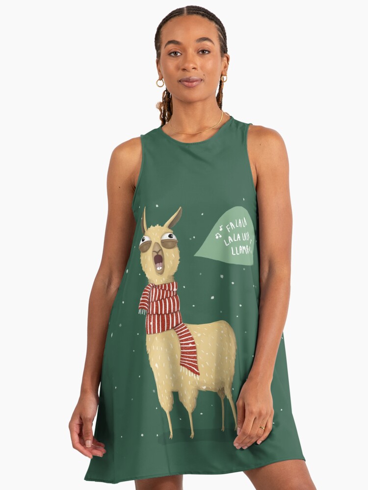 white christmas dresses Christmas Llama Pattern Print Sleeveless Bodycon Dress – GearFrost main image 1