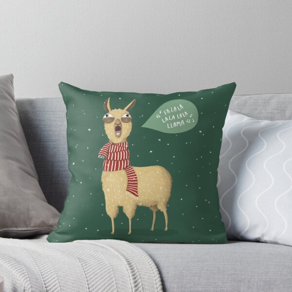 Christmas holiday Llama Throw Pillow
