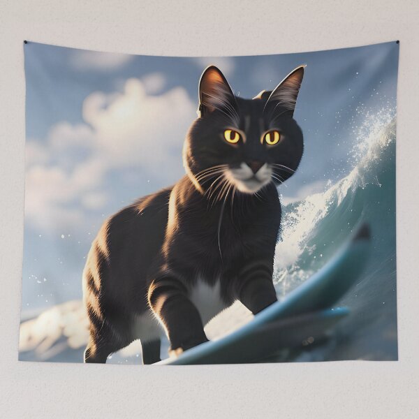 Item preview, Cat Surfing - Modern Digital Art designed and sold by Ai-michiart.