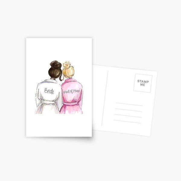 Wedding Gifts/Bridal Shower Gifts - Best Cute Engagement Gift for Her, Bride, Maid of Honor, Women, Best Friend or Sister - Bride and Maid of Honor Postcard