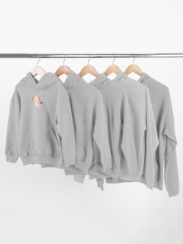 Alternate view of Axolotls hearts and bubble Kids Pullover Hoodie