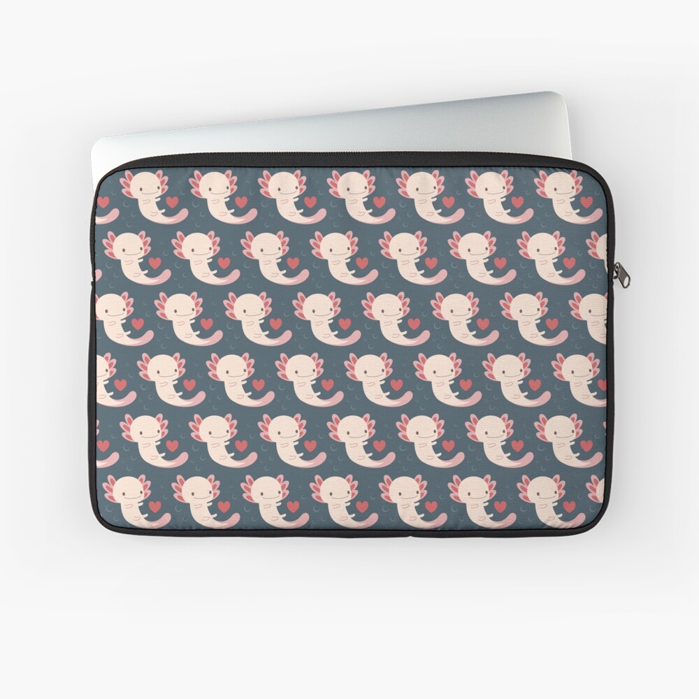 Axolotls hearts and bubble Laptop Sleeve
