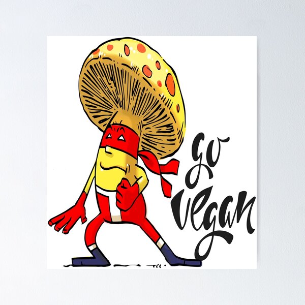Artikel-Vorschau von Go Vegan Super Ninja Mushroom Mixed Martial Arts MMA Superheld, designt und verkauft von ProjectX23.