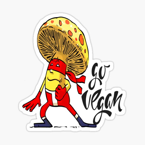 Artikel-Vorschau von Go Vegan Super Ninja Mushroom Mixed Martial Arts MMA Superheld, designt und verkauft von ProjectX23.