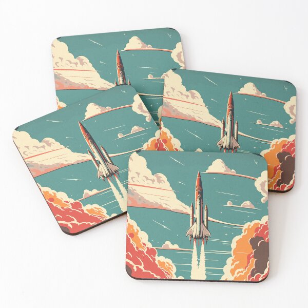 Item preview, Space Rocket Taking Off Vintage Style Illustration designed and sold by raulmaler.