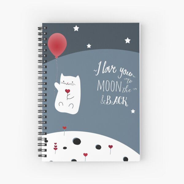 Cat Moon Love Spiral Notebook